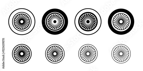 Plane turbine icon logo sign set vector outline