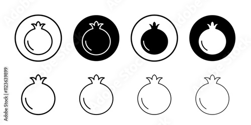 pomegranate icon logo sign set vector outline