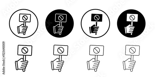 Protest banner in hand icon logo sign set vector outline