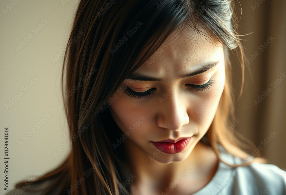 Young woman in natural setting, expressing disappointment Young woman in natural setting, expressing disappointment