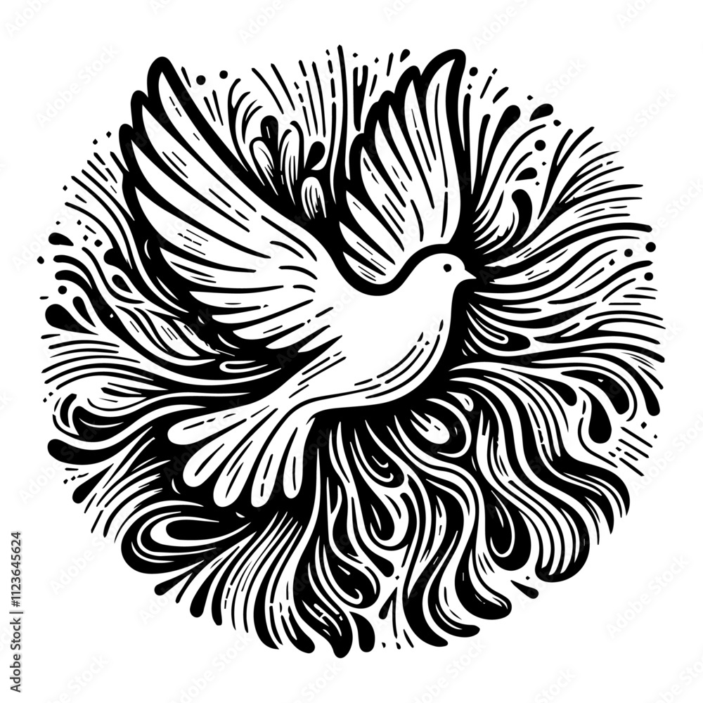 Obraz premium bold and artistic dove with radiant floral patterns