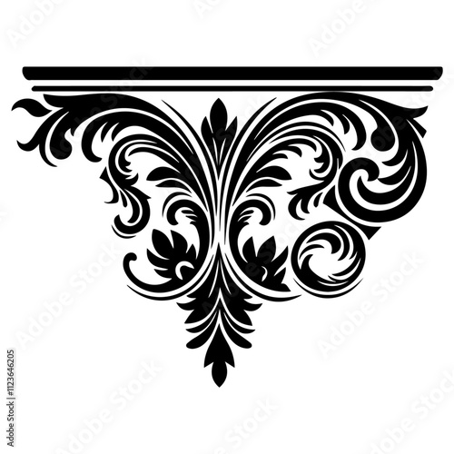 hand-drawn ornamental flourish with leaf motifs and swirls