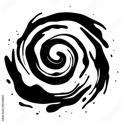 hand-drawn abstract spiral with bold strokes – black vector