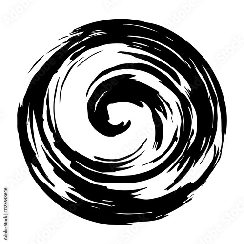 line art illustration of a swirling vortex pattern – black vector