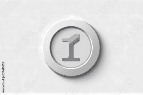 Number one in white 3 D design on white circular background with space to copy 
  photo