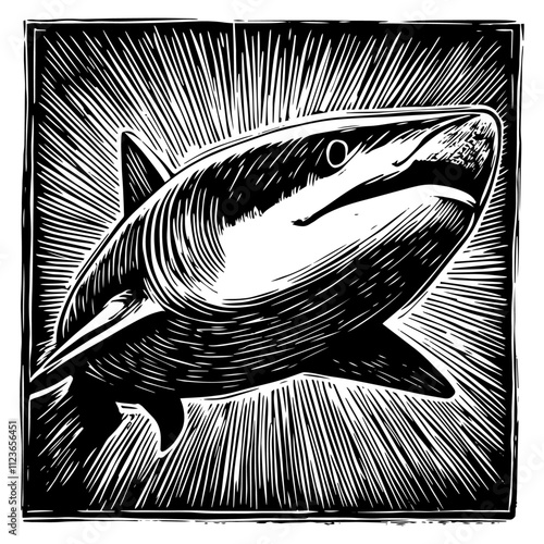 realistic fish illustration with detailed linework – black vector