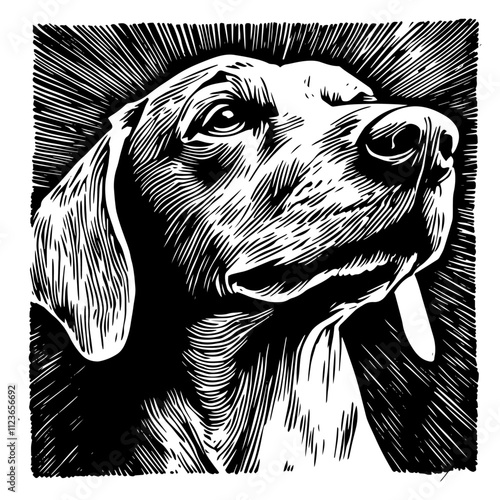 expressive dog portrait with intricate shading