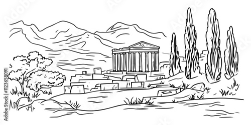 minimalist greek architecture artwork – vector set