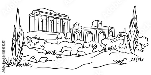 minimalist greek architecture artwork – vector set