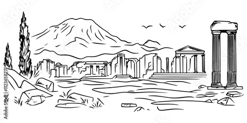 minimalist greek architecture artwork – vector set