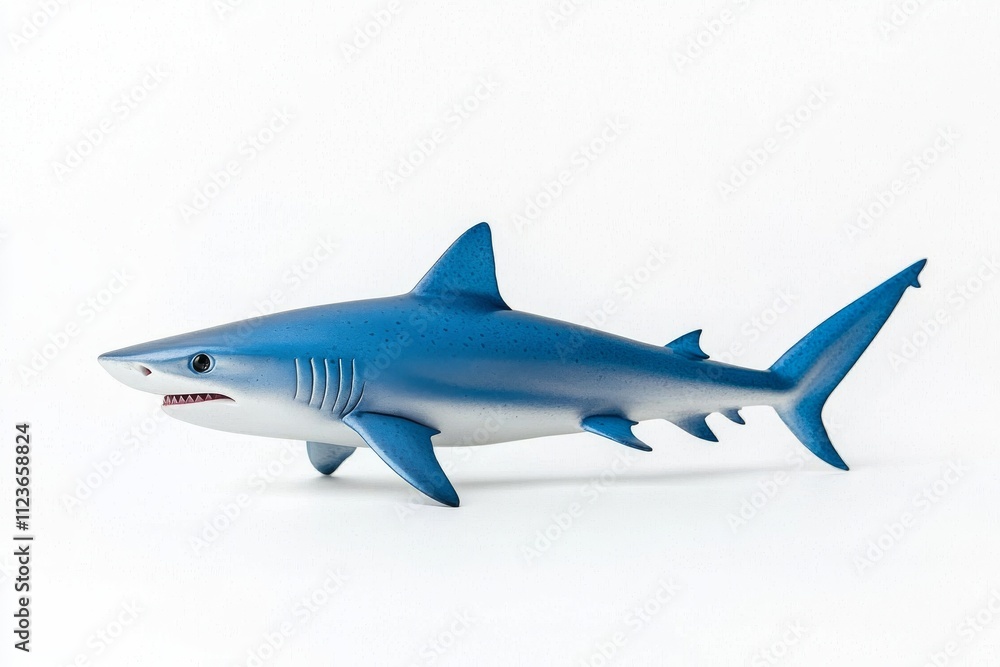Fototapeta premium The Shortfin Mako Shark glides through the blue waters, a majestic predator of the ocean.