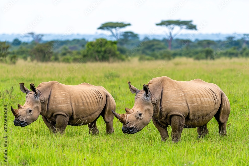 Obraz premium The largest species of rhinoceros currently in existence is the white rhinoceros, or square-lipped rhinoceros.