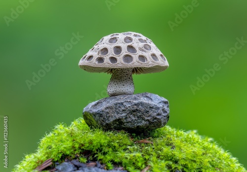 The witch's cauldron, or Sarcosoma globosum, is an endangered mushroom species that is rare worldwide. photo