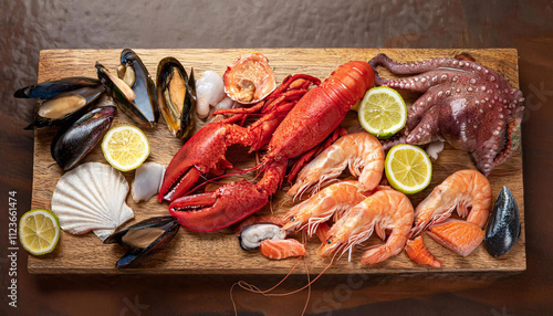 Obraz na płótnie Aperitivo de pescado y marisco w salonie