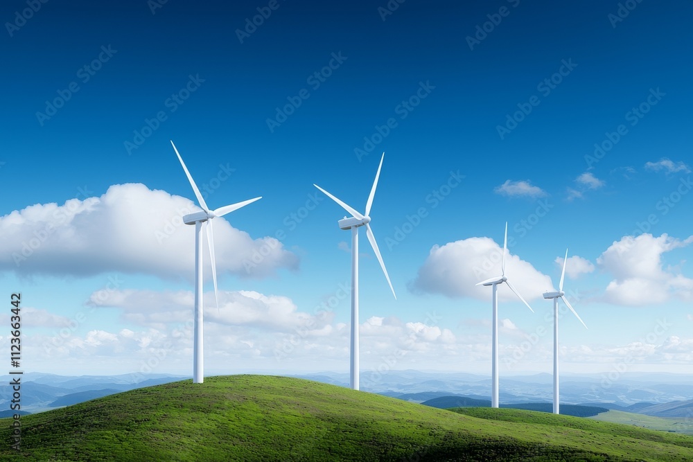 Fototapeta premium Wind turbines silhouetted against the sunset. Wind power, also known as wind energy, primarily harnesses wind turbines to create electricity. This method is a favored, sustainable, and renewable