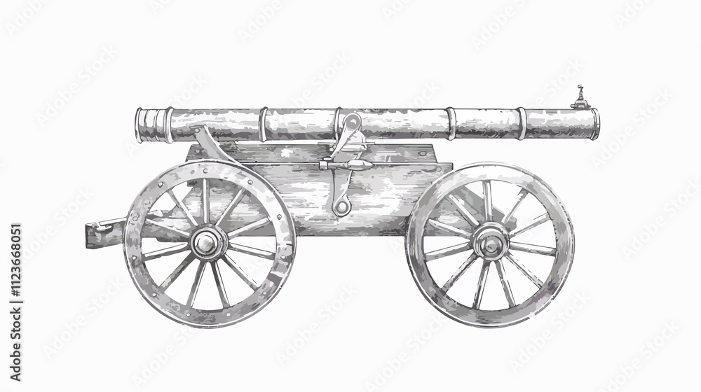 Fototapeta premium Detailed hand-drawn vintage cannon sketch engraving