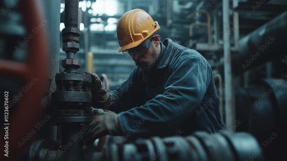 Fototapeta premium Industrial engineers are working and discussing in front of an oil and gas industry plant