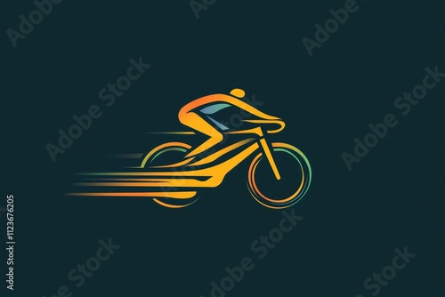 A dynamic bicycle logo design representing movement and energy photo