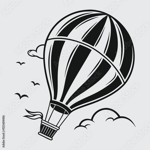 Air balloon   silhouette vector art and illustration