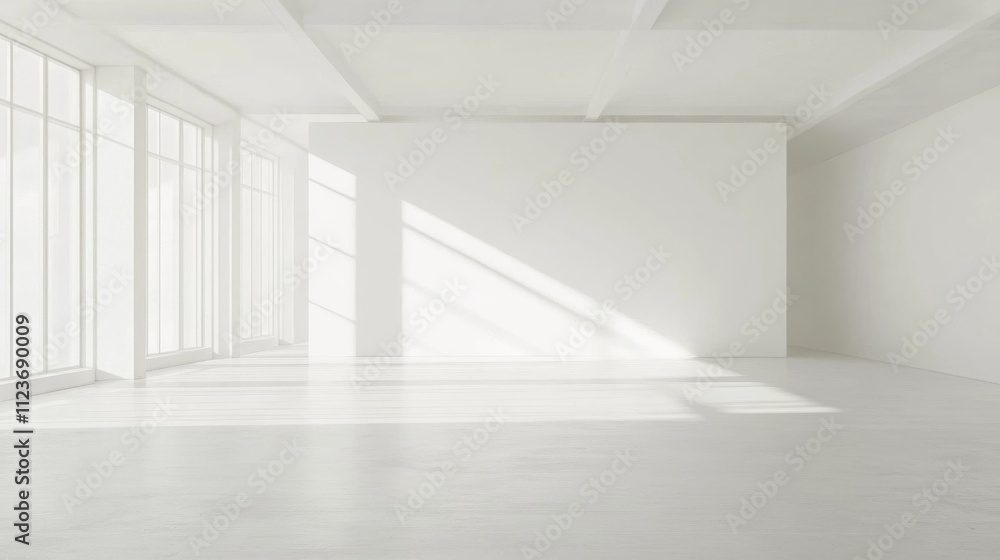 Fototapeta premium Contemporary Office Layout with Blank Wall Accent
