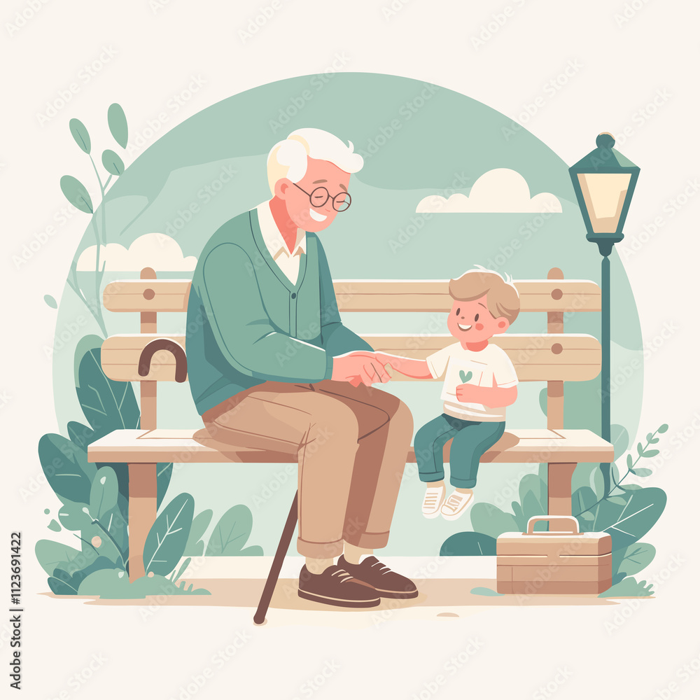 Fototapeta premium Grand Father Flat Vector Design
