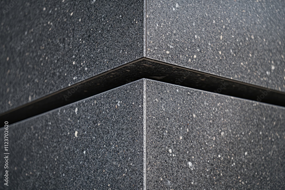 Fototapeta premium Closeup of modern black building corner with intricate textures