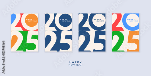 Cover design of 2025 happy new year. Strong typography. Colorful and easy to remember. Happy new year 2025 design poster.