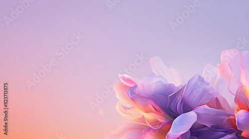  A close-up of a flower against a pink and purple background, framed by a bright blue sky