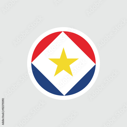 Flag of Saba. Red and blue flag with a star. National symbol of the special municipality of Saba, an island of the Kingdom of the Netherlands.