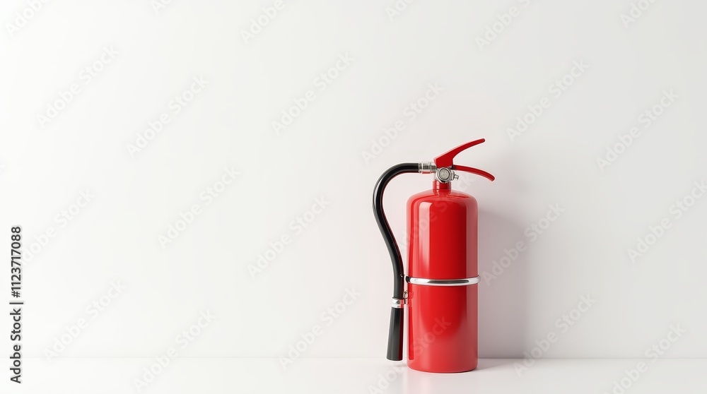 Fototapeta premium Vibrant Red Fire Extinguisher on White Background