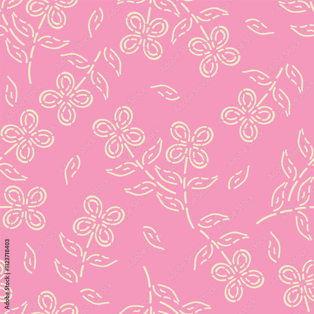 Fototapeta premium Seamless vintage pattern abstract. wonderful pink flowers, golden leaves on a dark blue background. vector texture . trend print for textiles