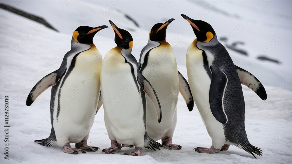 Fototapeta premium High-quality penguin images showcasing adorable poses in natural habitats. Perfect for creative projects, blogs, marketing campaigns, and more. Enhanced license available