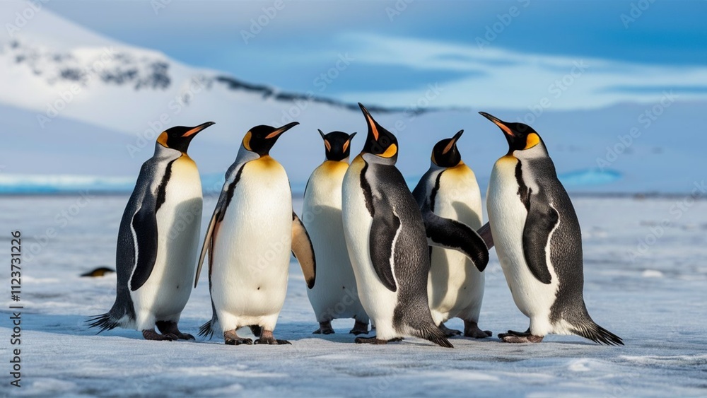 Obraz premium High-quality penguin images showcasing adorable poses in natural habitats. Perfect for creative projects, blogs, marketing campaigns, and more. Enhanced license available
