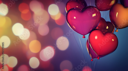 Valentine's day hearts ballons with copyspace, saint valentine and love background concept