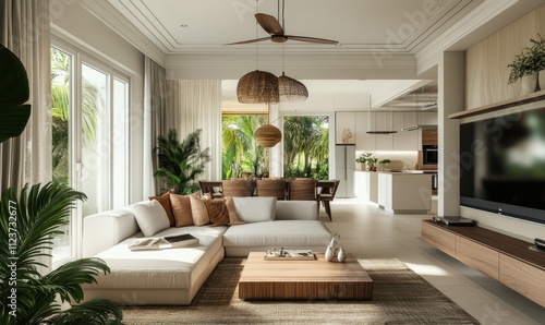 Wallpaper Mural Bright and Plant-Filled Living Room Interior Torontodigital.ca