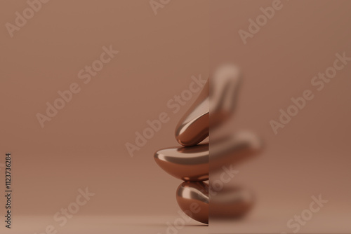 Curved brown shapes in color of the year 2025 mocha mousse. photo