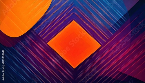 modern geometric minimalist shapes and lines bold neon vibrant orange, blue, purple colors sleek contemporary creative design stylish wallpaper background concept