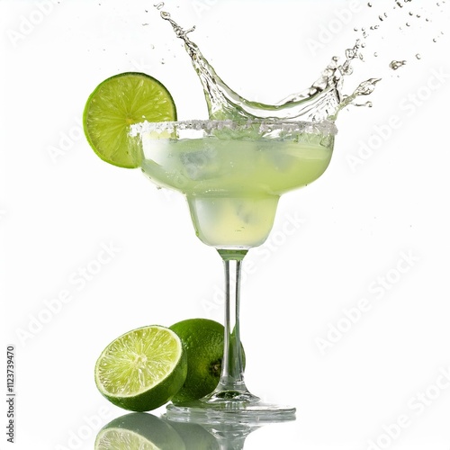 Isolated margarita cocktail with a splash