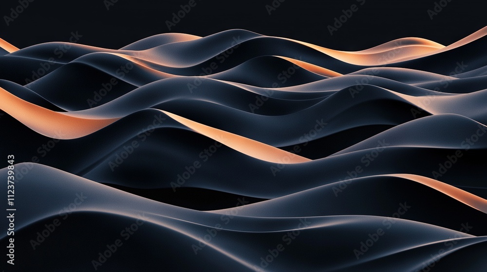 Obraz premium a desert with wavy lines in the foreground and an orange line dividing the image in half