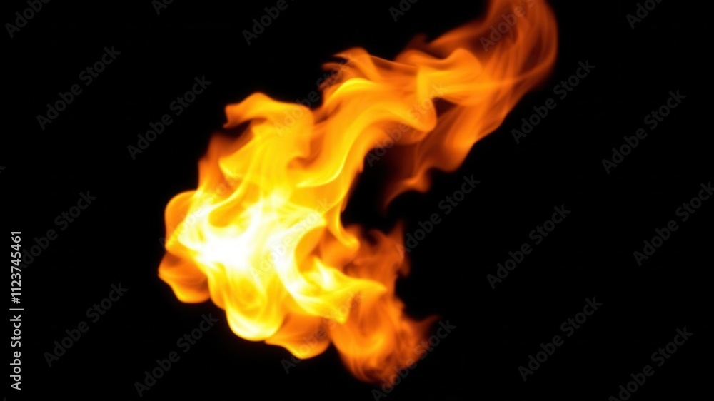 Fototapeta premium Abstract fiery flames swirling on a dark backdrop, energy, orange flames