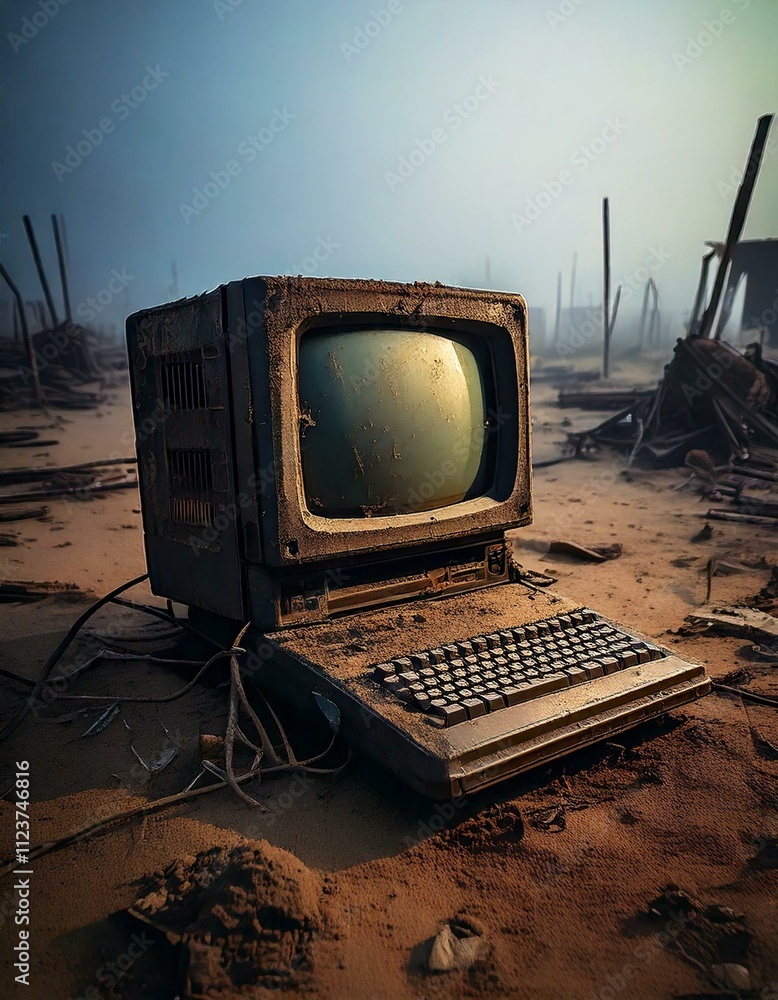 old broken computer that has been discarded