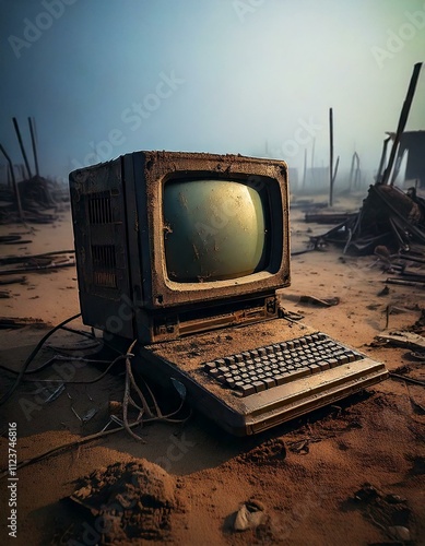 Obraz na płótnie old broken computer that has been discarded w salonie