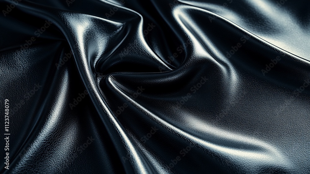 Fototapeta premium Dark gray silk fabric with elegant folds and soft light reflections.