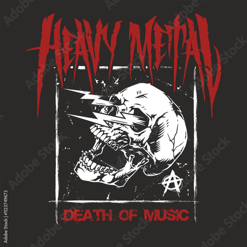 Heavy metal graphic featuring skull and lightning