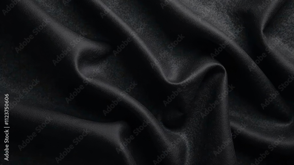 Fototapeta premium An abstract black background showing crumpled dark fabrics, providing a textured and moody aesthetic