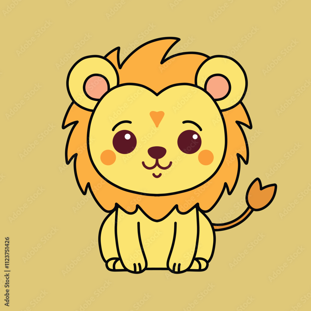 Obraz premium Minimalist digital drawing cute lion