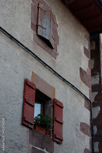 Facade of a Basque stye house in the village