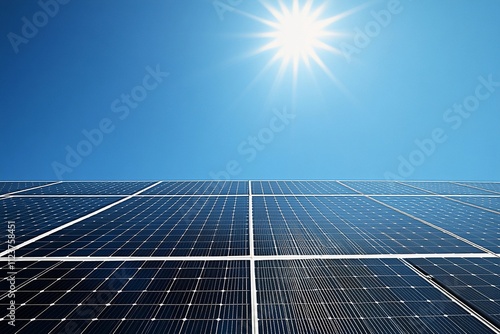 Rooftop solar panels capture sunlight efficiently, converting solar energy into electricity on a sunny afternoon in a modern city environment, enhancing sustainability. Generative AI photo