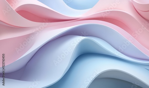 Swirling layers of blue and pink 3D abstract design