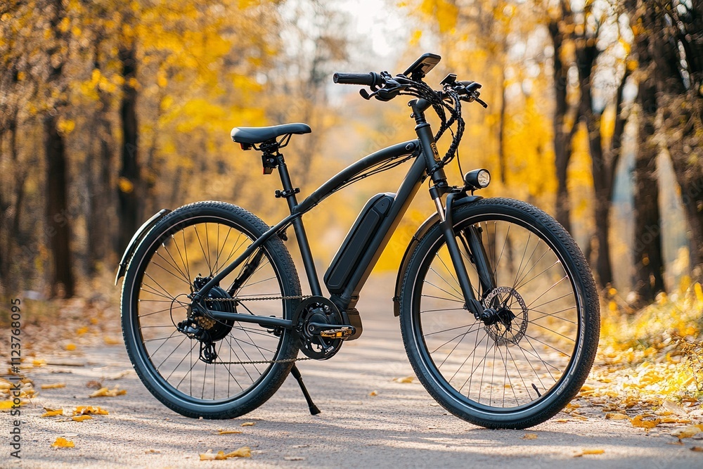 Fototapeta premium Innovative E-Bike with Triangular Geometry and Seamless Technology Integration